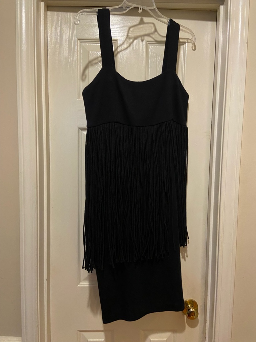 Andrea Jovine Black Fringe Mini Dress